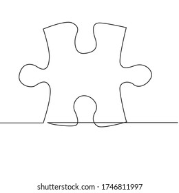 continuous line drawing of a four-piece puzzle that is combined isolated on a white background. Puzzle - jigsaw puzzle icon vector design template
