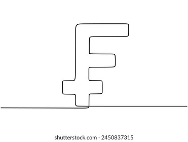 Continuous line drawing of Franc currency symbol