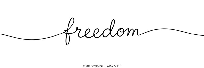 Texto livre do desenho de linha contínua. Letras de frase de palavra com fonte de script.