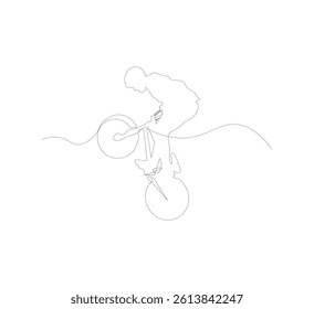 continuous line drawing of freestyle bmx biker. Vector illustration