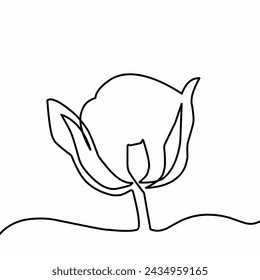 Continuous line drawing of fresh flower. Simple line illustration. 