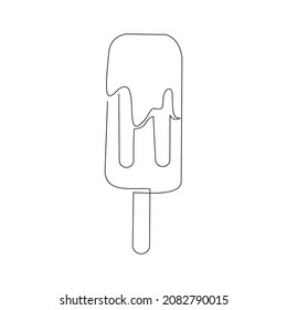 Dibujo continuo de rayas de helado fresco. Arte de una sola línea de delicioso menú de helados dulces y jugosos y frescos. Ilustración del vector