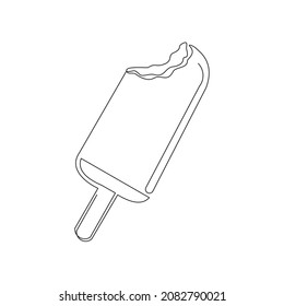 Dibujo continuo de rayas de helado fresco. Arte de una sola línea de delicioso menú de helados dulces y jugosos y frescos. Ilustración del vector