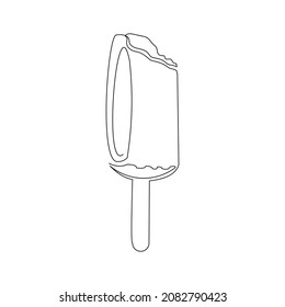 Continuous line drawing of fresh ice cream stick. Single one line art of delicious sweet and juicy cool ice cream cafe meal menu. Vector illustration