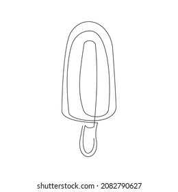 Continuous line drawing of fresh ice cream stick. Single one line art of delicious sweet and juicy cool ice cream cafe meal menu. Vector illustration