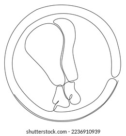 
dibujo de línea continua plato frito de pollo de cocina logo ilustración vectorial