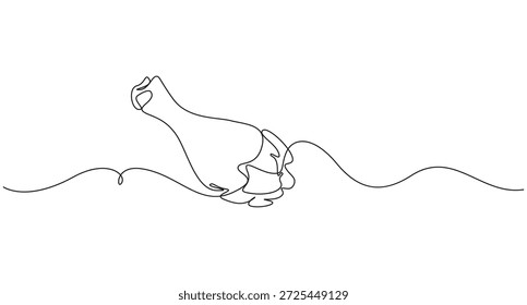 Dibujo de línea continua de un palillo de pollo frito, arte de una sola línea Dibujo de pierna de pollo,