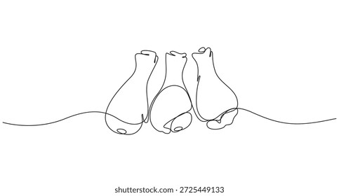 Dibujo de línea continua de un palillo de pollo frito, arte de una sola línea Dibujo de pierna de pollo,