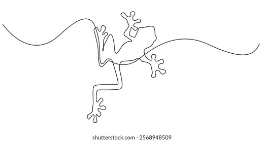 continuous line drawing of frog.one line drawing of frog animal.single line vector illustration.isolated white background