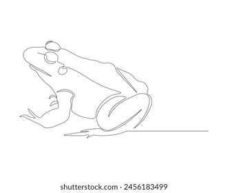 Continuous line drawing of frog. One line of cowboy frog. Amphibian animal concept continuous line art. Editable outline.