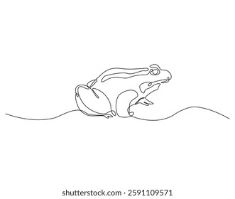 Continuous line drawing of frog. Single line illustration of frog animal. Amphibian animal, wildlife concept. Editable outline
