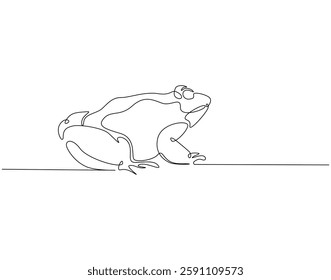 Continuous line drawing of frog. Single line illustration of frog animal. Amphibian animal, wildlife concept. Editable outline
