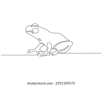 Continuous line drawing of frog. Single line illustration of frog animal. Amphibian animal, wildlife concept. Editable outline
