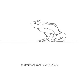 Continuous line drawing of frog. Single line illustration of frog animal. Amphibian animal, wildlife concept. Editable outline
