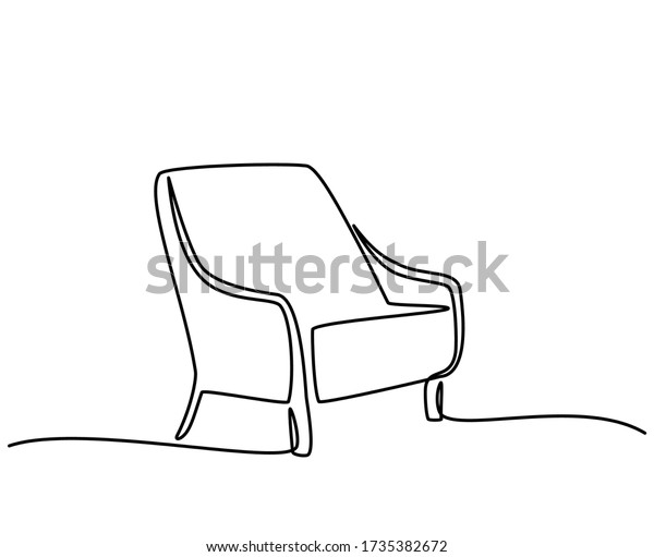 Continuous line drawing of front view the sofa. Modern sofa isolated on