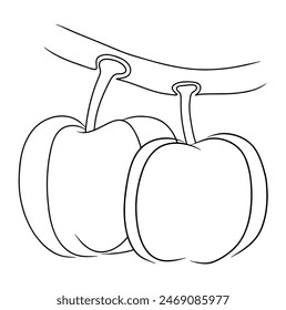 Continuous line drawing fruit of bell pepper. Vector illustration.