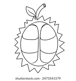 Continuous line drawing fruit of durian.Vector illustration.