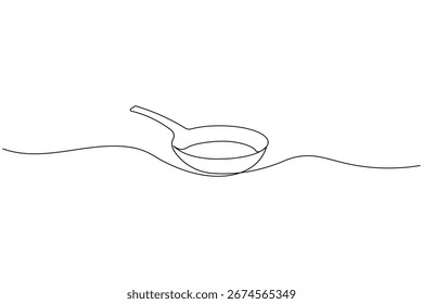 Continuous line drawing of frying pan minimalist cooking utensil illustration