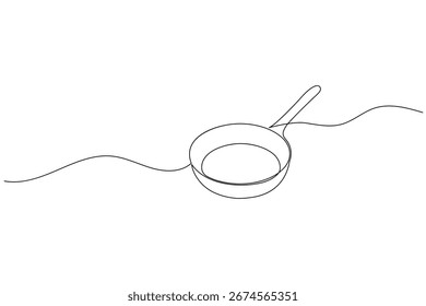 Continuous line drawing of frying pan minimalist cooking utensil illustration