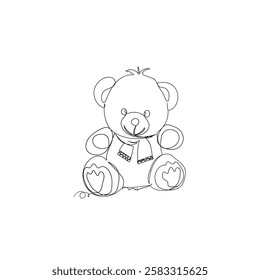 continuous line drawing funny bear dolls