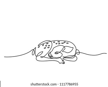 Continuous line drawing. Funny deer cub baby. Vector illustration. Concept for logo, card, banner, poster flyer