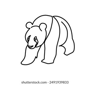 Continuous line drawing of funny panda for corporation logo identity. Company icon concept from cute mammal animal shape. Dynamic one line draw design vector graphic illustration