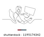 Continuous line drawing of gamer. Template for your design. Vector illustration.