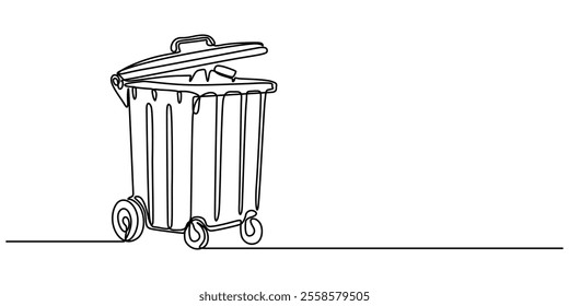 Continuous Line Drawing of Garbage Icon. Hand Drawn Symbol Vector Illustration, trash can one line drawing vector, one line drawing trash bin clean environment vector illustration template design.