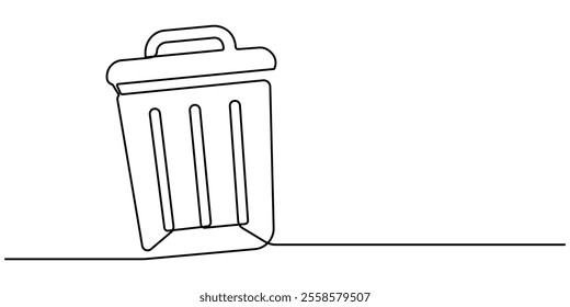 Continuous Line Drawing of Garbage Icon. Hand Drawn Symbol Vector Illustration, trash can one line drawing vector, one line drawing trash bin clean environment vector illustration template design.