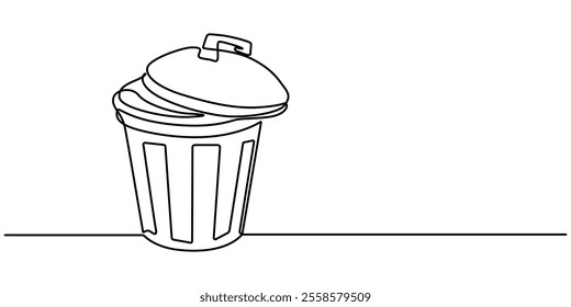 Continuous Line Drawing of Garbage Icon. Hand Drawn Symbol Vector Illustration, trash can one line drawing vector, one line drawing trash bin clean environment vector illustration template design.