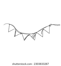 continuous line drawing garland ribbon illustration vector