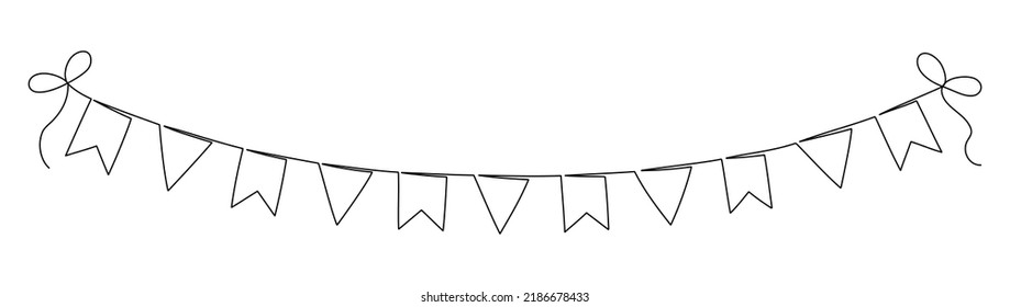 Continuous line drawing of garland. Vector illustration

