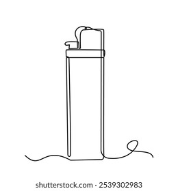 continuous line drawing of gas lighter.one line drawing of lighter.single line vector illustration.isolated white background