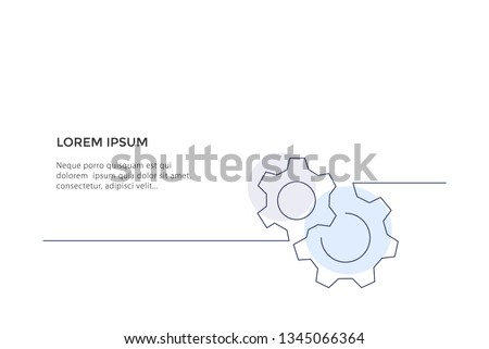 Continuous line drawing gears concept. Background vector illustration. - Vector