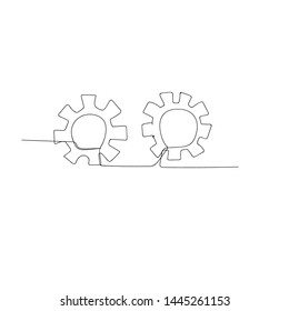 continuous line drawing of gears are drawn. isolated sketch drawing of gears are drawn line concept. outline thin stroke vector illustration
