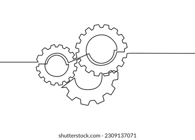 Dibujo continuo de la rueda de los engranajes