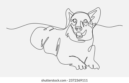 continuous line drawing of german shepherd dog full body. editable stroke. vector illustration