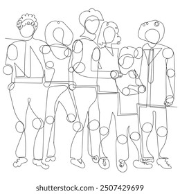 continuous line drawing get together with friends