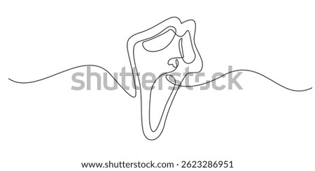 continuous line drawing of ghost face.minimalist line drawing of ghost character face,fantasy,halloween,horror.single line vector illustration