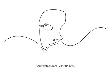 continuous line drawing of ghost icon.single line ghost mask vector. ghost drawn in one line.single line vector illustration.isolated white background