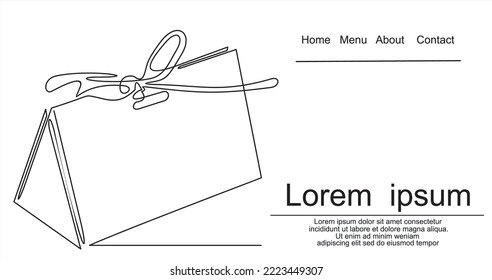 Continuous line drawing. Gift box with bow. Holiday surprise.