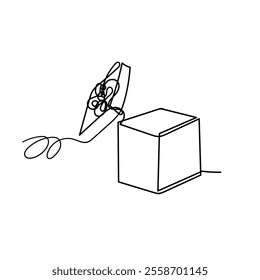 continuous line drawing gift box illustration