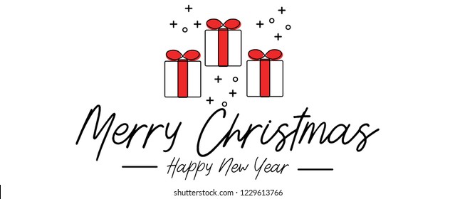 Continuous line drawing of gift boxes, Christmas, New Year.