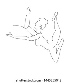 continuous line drawing of girl dancer ballet. isolated sketch drawing of girl dancer ballet line concept. outline thin stroke vector illustration