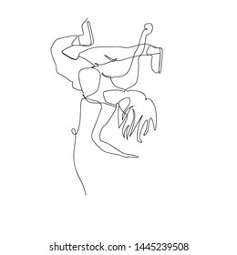 continuous line drawing of girl dancing. isolated sketch drawing of girl dancing line concept. outline thin stroke vector illustration