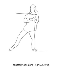 continuous line drawing of girl doing exercises. isolated sketch drawing of girl doing exercises line concept. outline thin stroke vector illustration