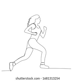 continuous line drawing of a girl running