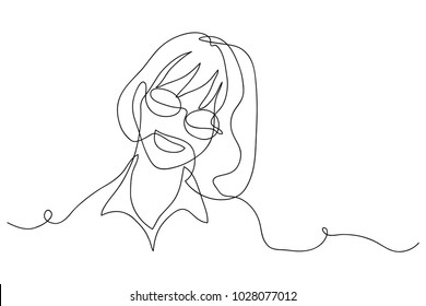 continuous line drawing of a girl wearing glasses vector illustration of a simple concept