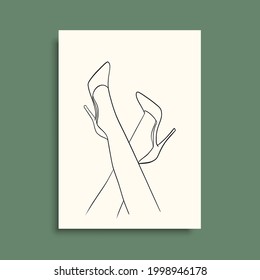 Continuous line drawing of girls body part. Minimalism style. The modern art of painting design is suitable for décor, icons, wallpapers, tattoos, albums, prints, banners, printing on clothes. 