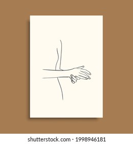 Continuous line drawing of girls body part. Minimalism style. The modern art of painting design is suitable for décor, icons, wallpapers, tattoos, albums, prints, banners, printing on clothes. 